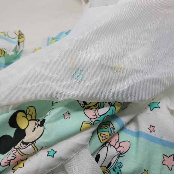 Vintage Dundee Disney Mickey Minnie Mouse Donald Daisy crib sheet Dust Ruffle - Picture 7 of 8